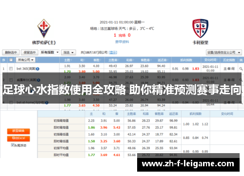 足球心水指数使用全攻略 助你精准预测赛事走向